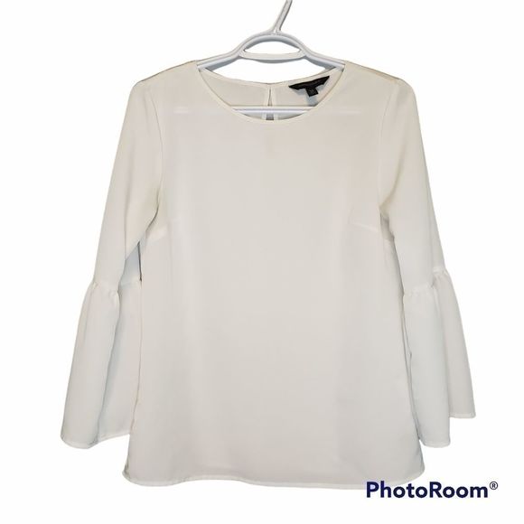 𝅺BANANA Republic White Puffy Puff Sleeve Blouse Top Extra Small XS - Picture 1 of 4